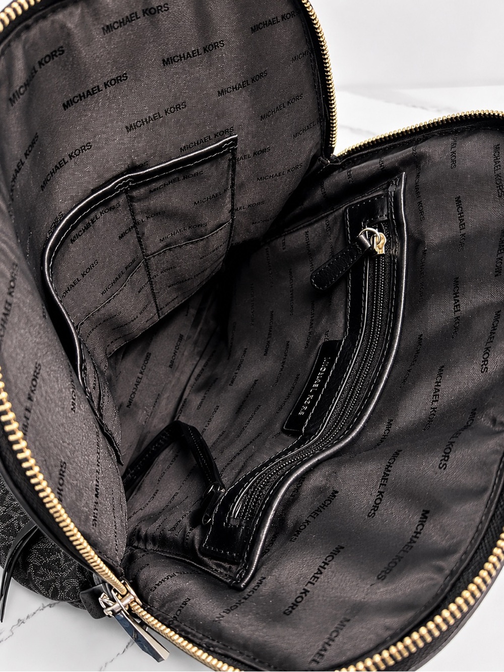 Michael Kors Black MK Logo Backpack with Silver Hardware - Picture 7 of 7